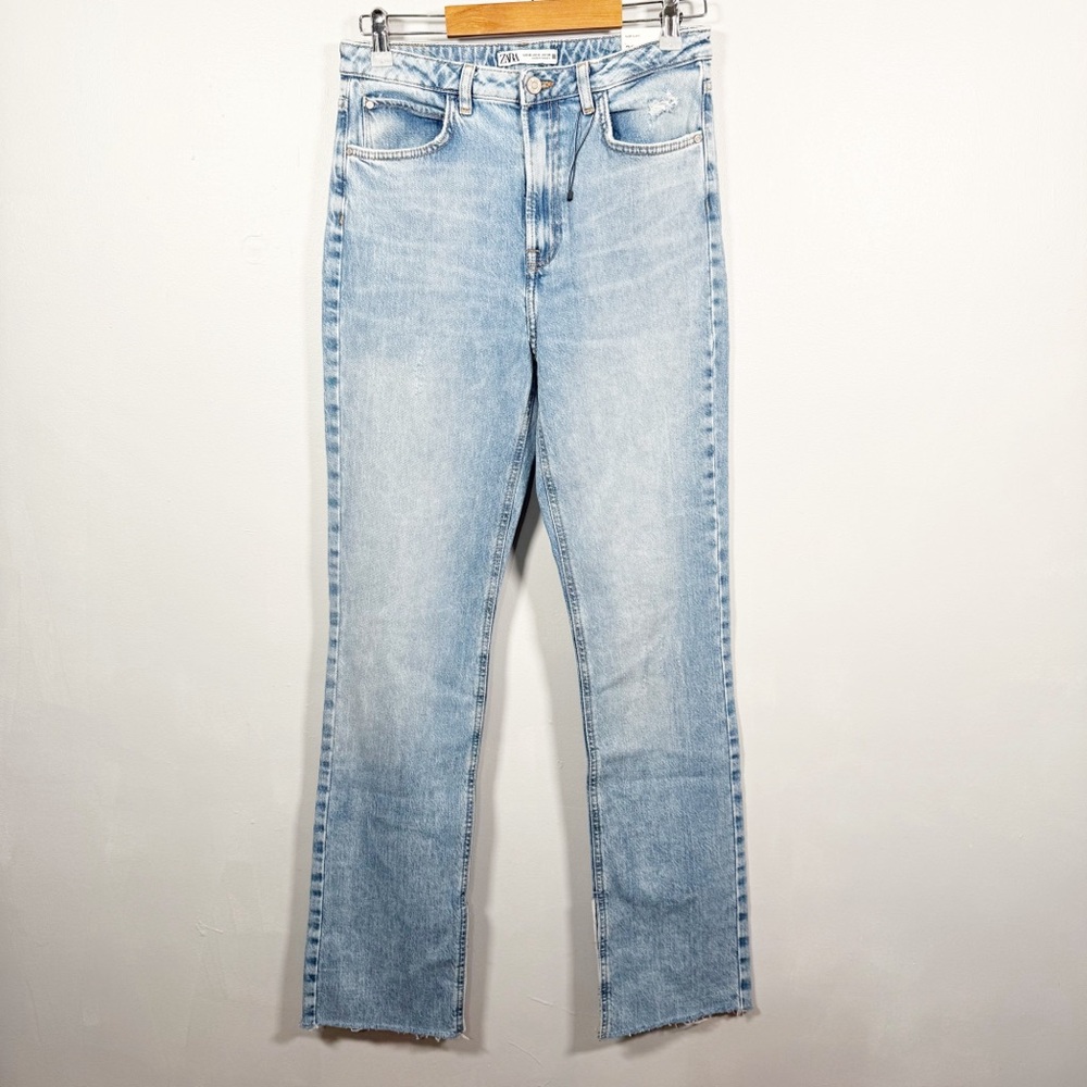 Zara Slim Flare Jeans Split Hem New